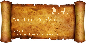 Maczinger Arián névjegykártya